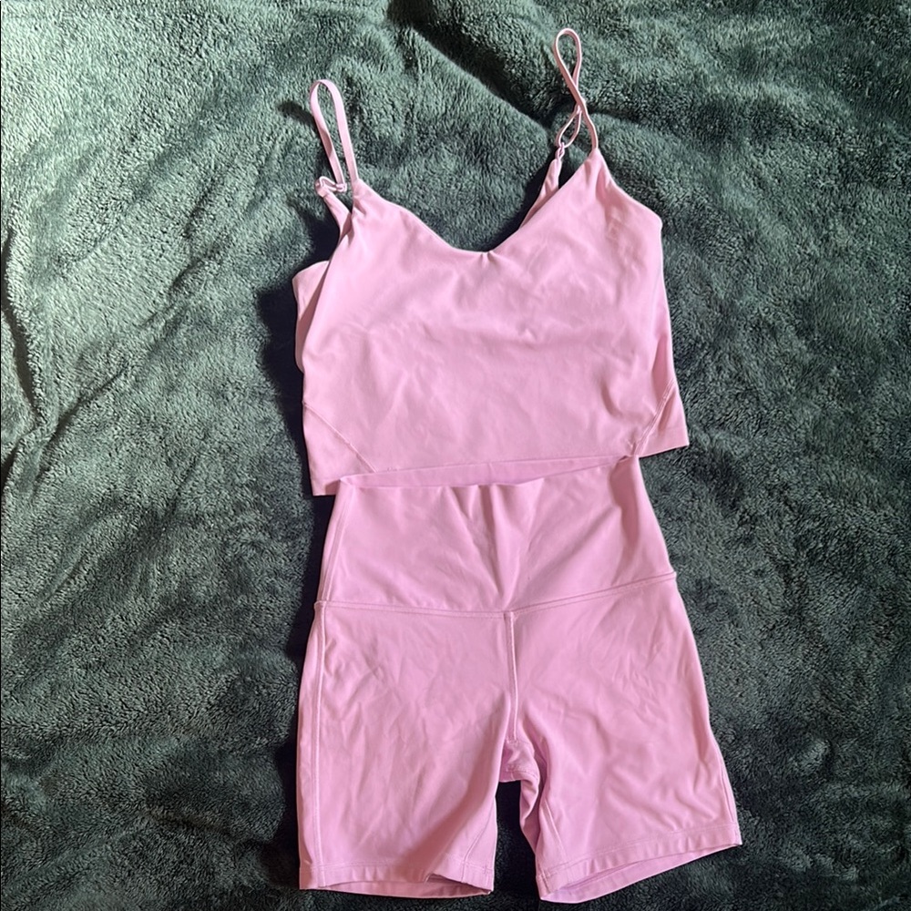 Lululemon Pink Workout Set: Size 8 Top and Size 6 Shorts